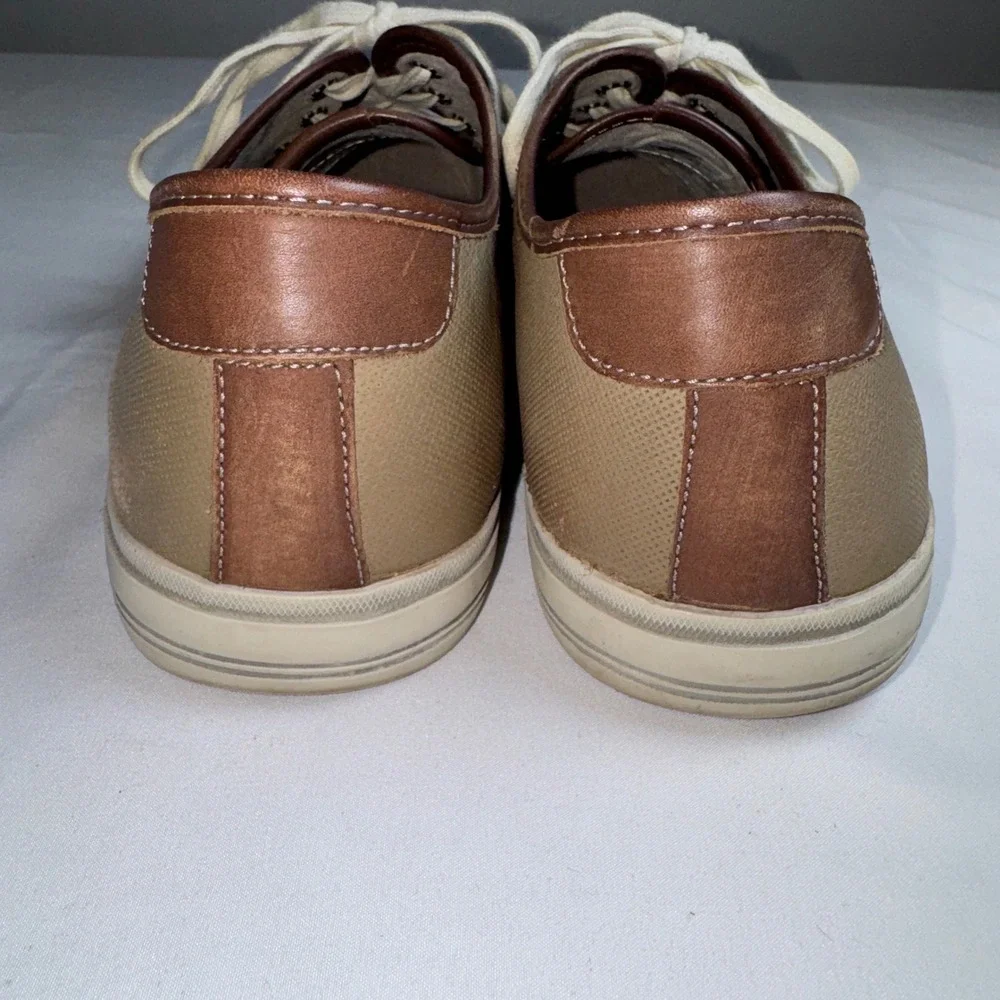 Sebago Mens Frome Glover Plain Toe Taupe Leather Sneakers B140061 Size 10